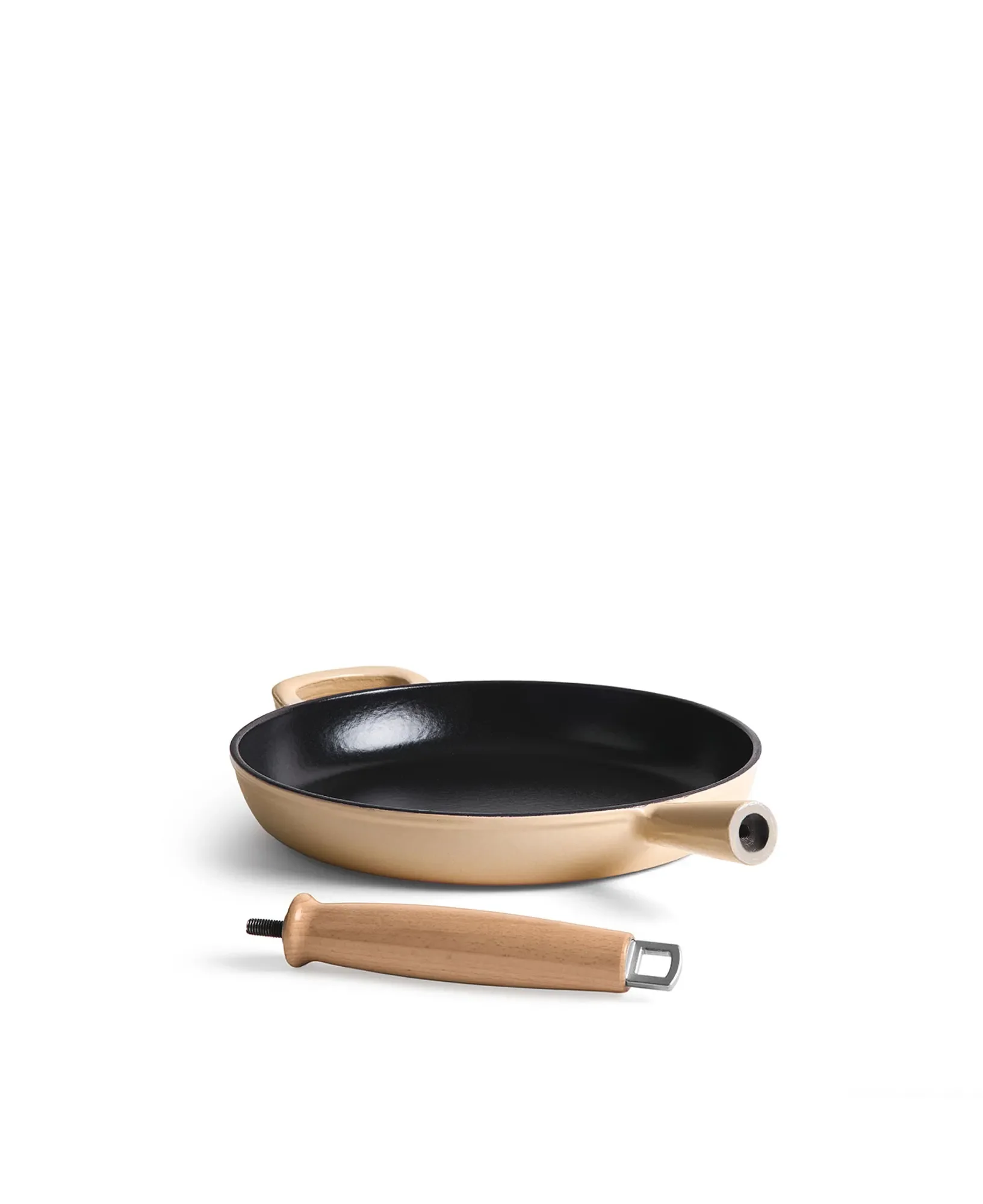 Jernverkets gjutjärnstekpanna med trähandtag 28 cm - Creme Vit - Image 3