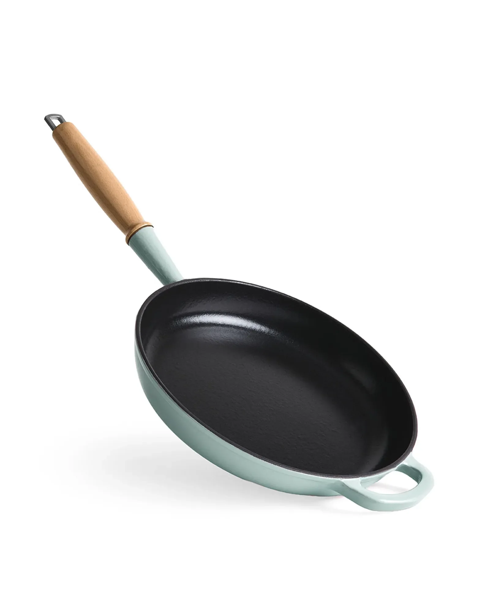 Jernverkets gjutjärnstekpanna med trähandtag 28 cm - Retro grön
