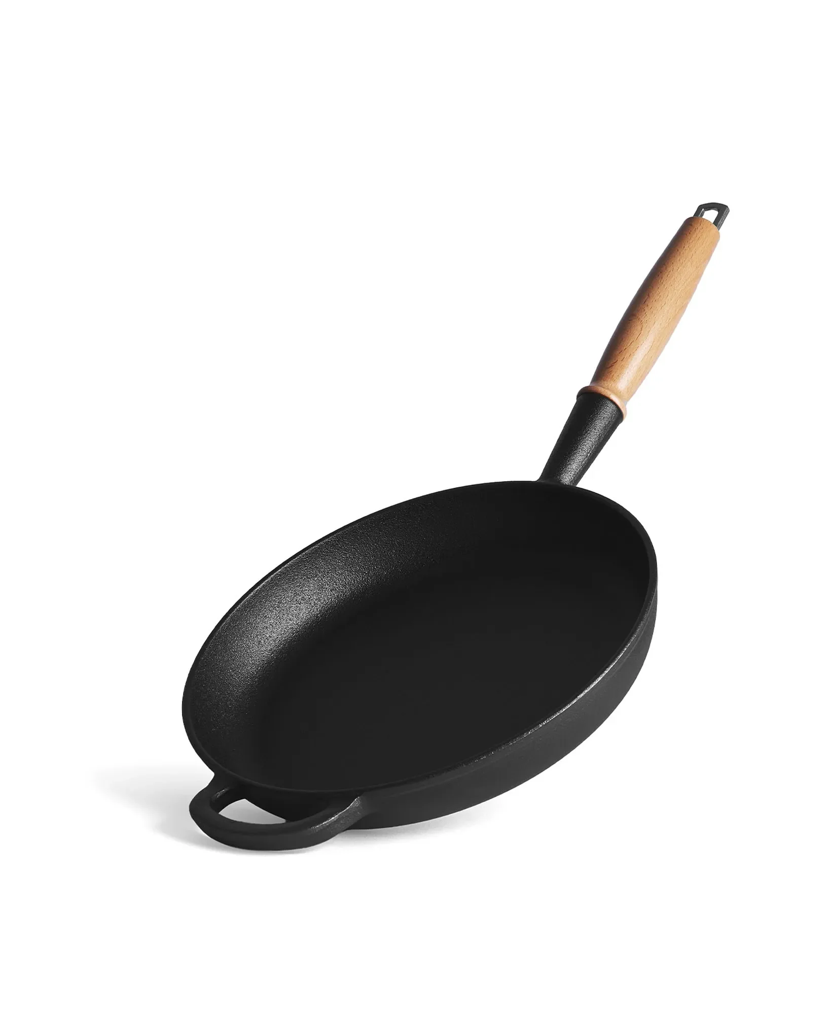 Jernverkets gjutjärnspanna med trähandtag - vegetable coating